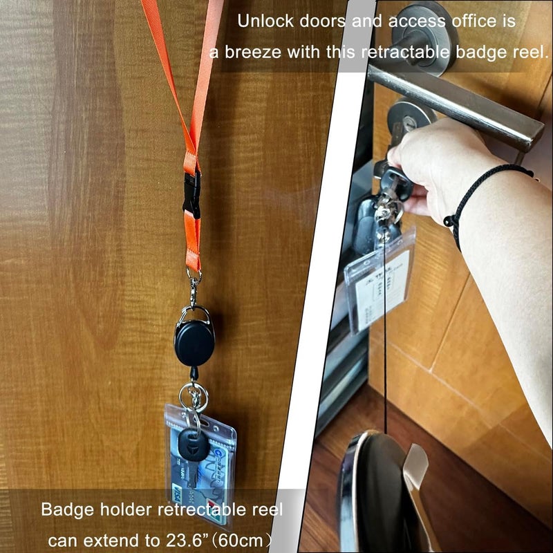 HoAoOo Retractable Badge Reel with Claw Clasp and Clip for Id Card Holders (6Pack) - Image 4
